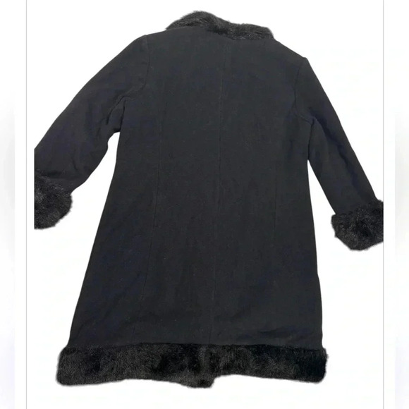 Donna Salyers’ Fabulous-Furs Cashmere/Wool Faux Fur Trim Full Length Coat Sz Lg - Picture 2 of 7